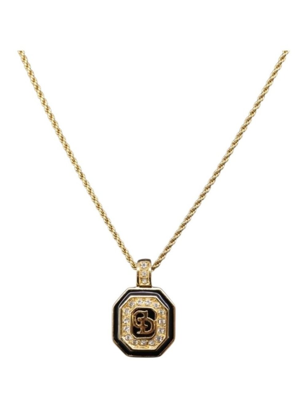 Christian Dior Rhinestone Necklace metal Gold Tone